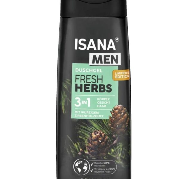 Ανδρικό αφρόλουτρο Isana 3 σε 1 Fresh Herbs, 300ml
