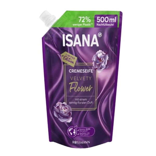 Κρεμοσάπουνο Isana Velvety Flower συσκευασία αναπλήρωσης, 500ml