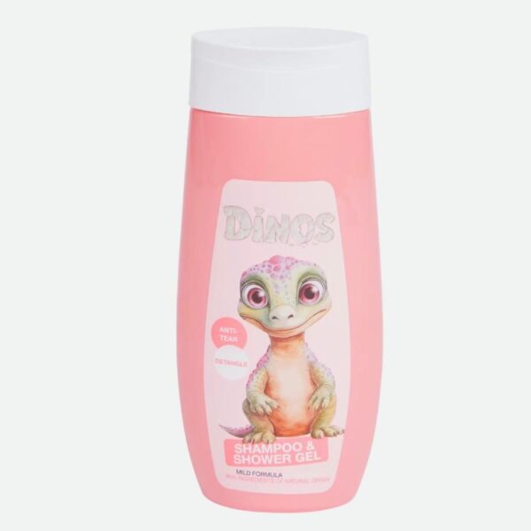 2in1 Σαμπουαν και Αφρολουτρο Dinos 300ml ροζ