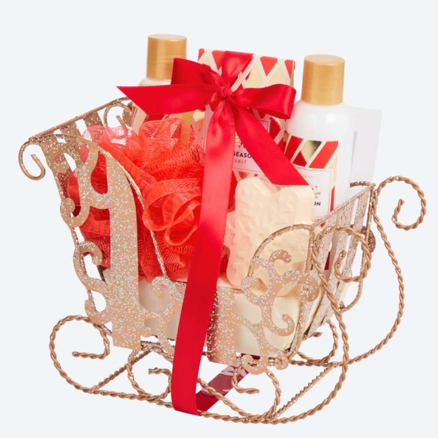 Χριστουγεννιατικο σετ δωρου σε έλκηθρο 5τεμαχια