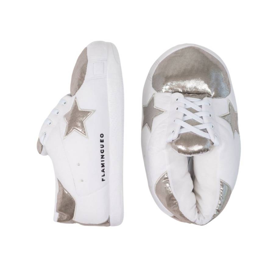 Flamingueo Unisex Χειμερινές, λευκές κλειστές παντόφλες one size, Cherish