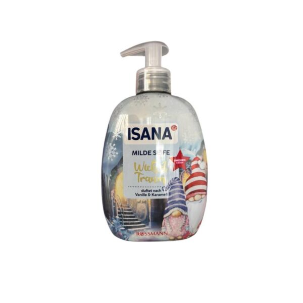 Χριστουγεννιατικο Κρεμοσαπουνο Gnome αρωμα βανιλιας-καραμέλας Isana 500ml