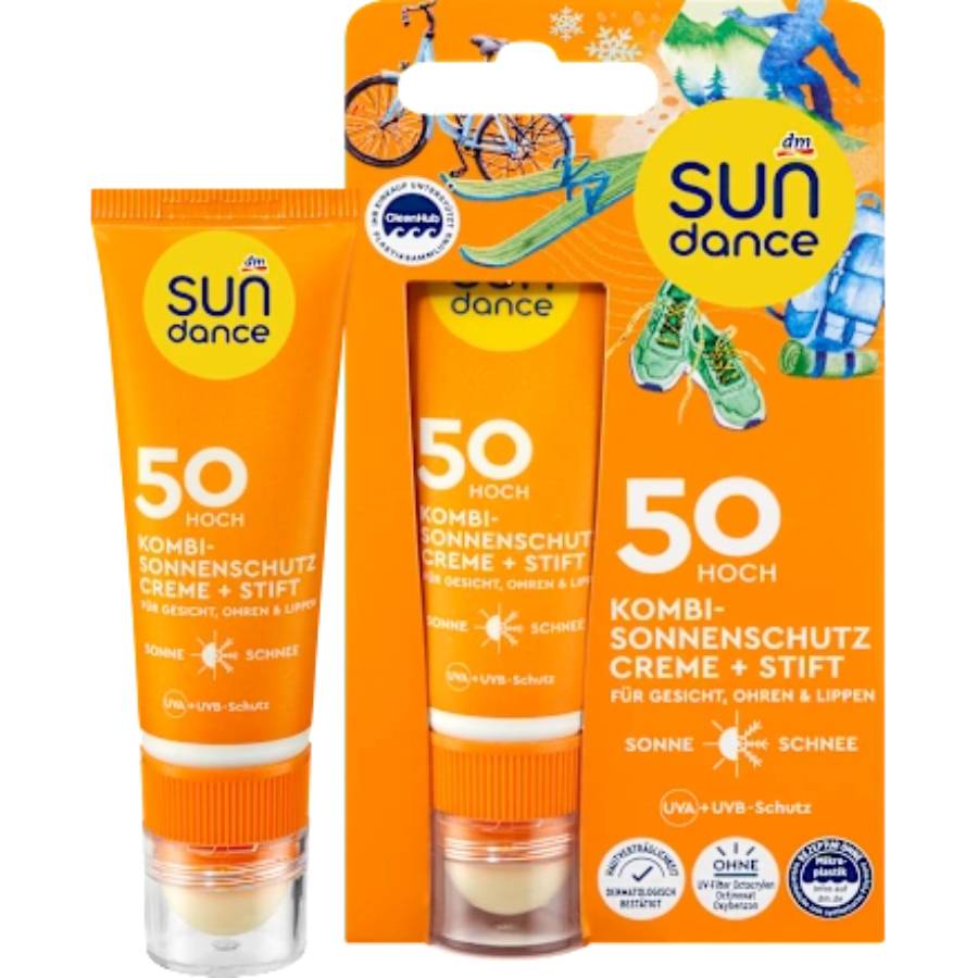 Sundance Αντηλιακή κρέμα προσώπου σύνθετη + stick SPF 50, 1 τεμάχιο