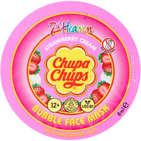 Chupa Chups Bubble Face Mask Strawberry Cream με υαλουρονικο
